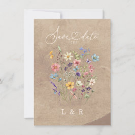 Cartão De Notas Rustic Wildflower Salve a data sem casamento de fo