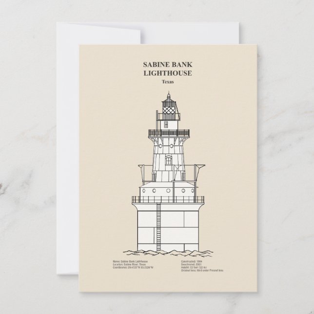 Cartão De Notas Sabine Bank Lighthouse - Texas - SBD (Frente)