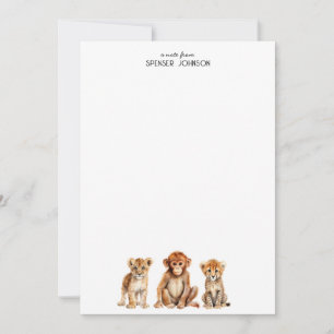 Cartão De Notas Safari Animal Kid Personalizado