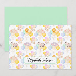 Cartão De Notas Safari Animals Baby Shower Note Card