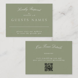 Cartão De Notas Sage Green Elegant Classic Weding QR CODE RSVP