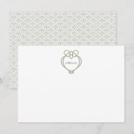 Cartão De Notas Sage Green Irish Celtic Swan Love Knot Family