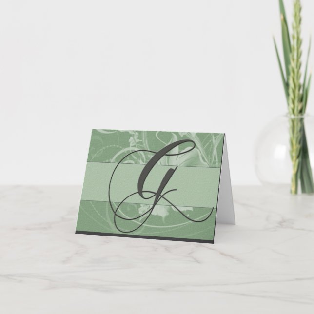Cartão De Notas Sage green monogram card - Initial G (Frente)