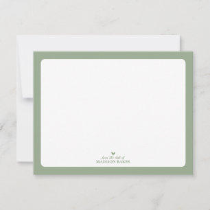 Cartão De Notas Sage Green Papel de Carta Personalizado Simples