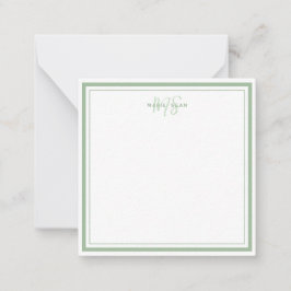 Cartão De Notas Sage Verde Minimalista Simples Monograma Dois Bord