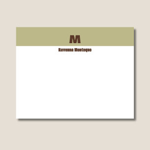 Cartão De Notas Sage Verde Monograma de Letra com Nome Personaliza