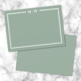 Cartão De Notas Sage Verde Monograma Minimalista