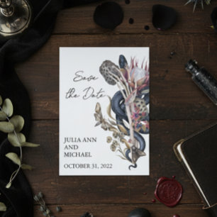 Cartão De Notas Salve a Data Floral Assustador de Halloween
