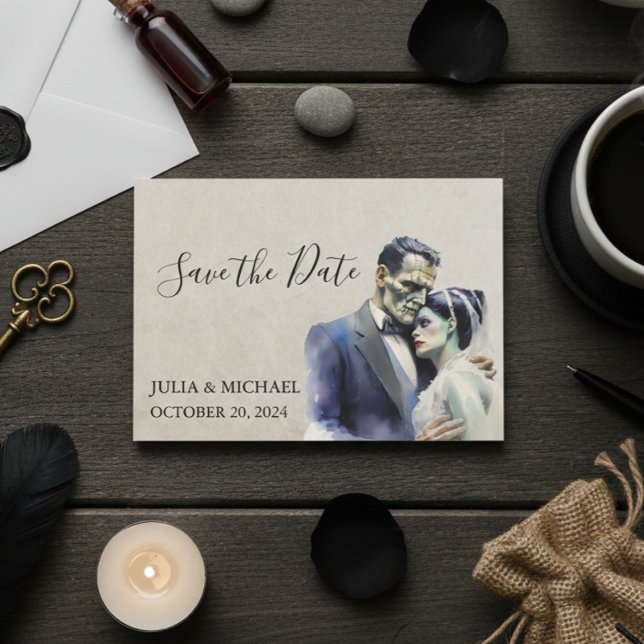 Cartão De Notas Salve a Noiva do Dia das Bruxas Frankenstein (Criador carregado)