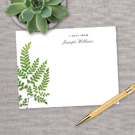 Cartão De Notas Samambaia-avenca Elegante Vintage Botânica c/ Nome