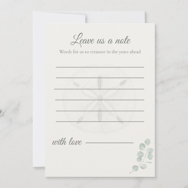 Cartão De Notas Sand Dollar Wedding Message Cards | (Frente)