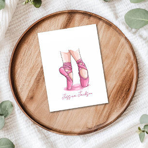 Cartão De Notas Sapatilha de Ballet Rosa Personalizada