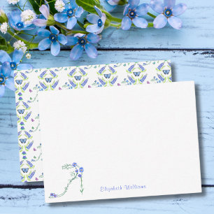 Cartão De Notas Sapatilha Floral Aquarela Com Borboletas