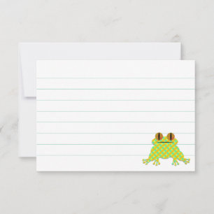 Cartão De Notas Sapo Fofo Personalizado com Linhas