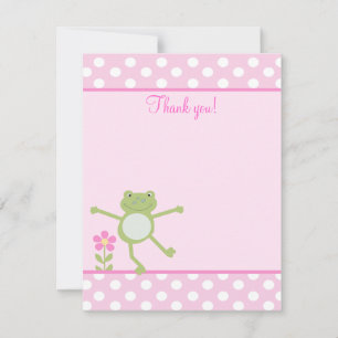 Cartão De Notas Sapo Rosa Leap Girly Froggy Flat, obrigado nota