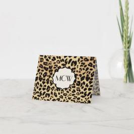 Cartão De Notas Sassy Leopard Print Monogrammed Note Card