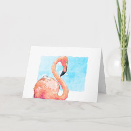 Cartão De Notas Saudação do Vazio Flamingo Rosa Watercolor