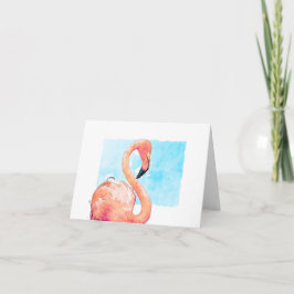Cartão De Notas Saudação do Vazio Flamingo Rosa Watercolor