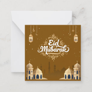 Cartão De Notas Saudações cinzas de Eid Mubarak fofas