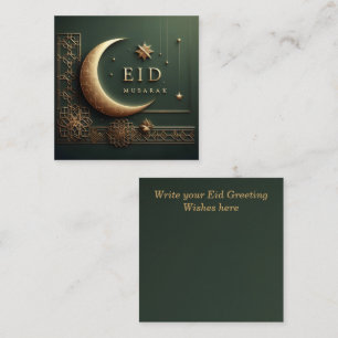 Cartão De Notas Saudações de Eid Mubarak Luxuosas em Verde