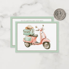 Cartão De Notas Scooter Costeiro Rosa e Aqua Fofo
