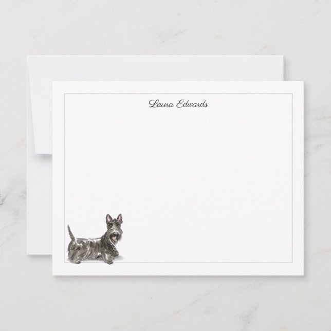 Cartão De Notas Scottish Terrier Gray Border Personalized (Frente)