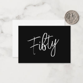 Cartão De Notas Script 50th Birthday Black