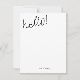 Cartão De Notas Script casual mínimo preto e branco