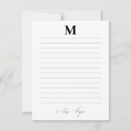 Cartão De Notas Script de Assinatura Pessoal de & Nome Inicial Vin