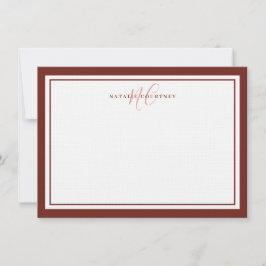 Cartão De Notas Script de Monograma Dois Bordos Elegante Simples M