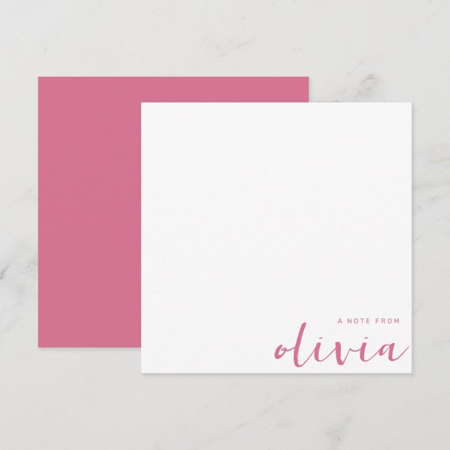 Cartão De Notas Script de Monograma Vermelho Violeta Girly Pale (Frente/Verso)