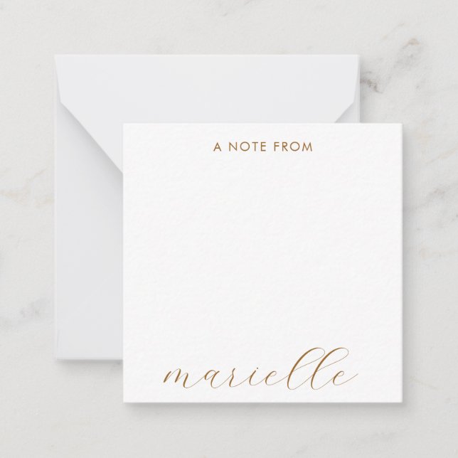 Cartão De Notas Script Dourado Personalizado de Script Monograma E (Frente)