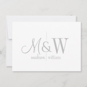 Cartão De Notas Script e Serif de Cinza Minimalista do Monograma d