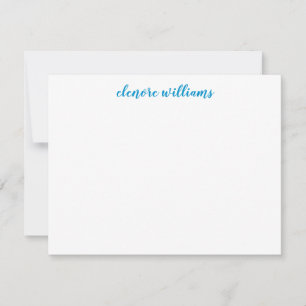 Cartão De Notas Script Elegante Moderno de Pré-Disquete Azul Light