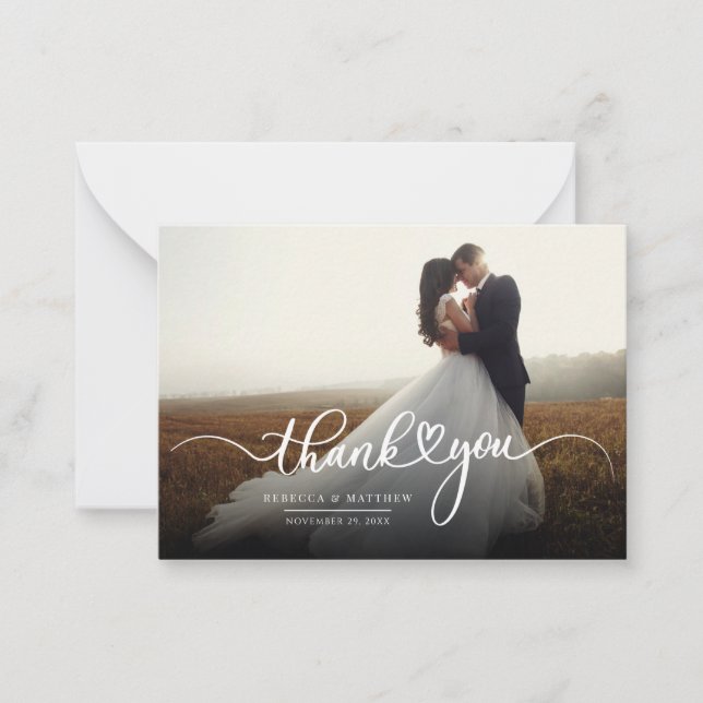 Cartão De Notas Script Elegante Simples e Casamento Fotográfico Ob (Frente)