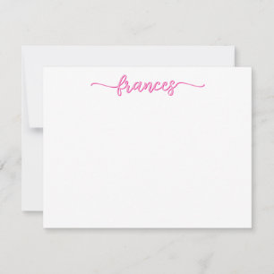 Cartão De Notas Script Escrito à Mão Rosa