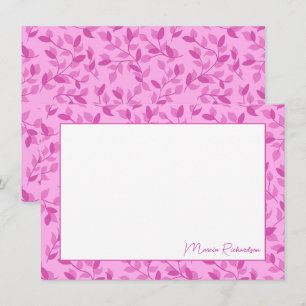 Cartão De Notas Script Moderno do bonito Cor-de-Rosa Florais Perso