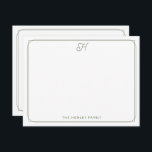 Cartão De Notas Script Monograma Bonito Carta da Família Verde<br><div class="desc">Este design apresenta uma borda dupla fina com espaço para um monograma bonito de script na parte superior e nome/texto na parte inferior. Clique no botão personalizar se quiser ajustar os elementos de design e/ou modificar o texto! Variações deste design, cores adicionais, além de coordenar produtos estão disponíveis em nosso...</div>