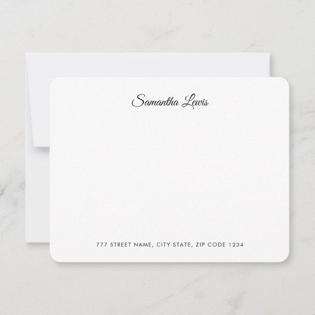 Cartão De Notas Script Simples Elegante Profissional Personalizado (Frente)