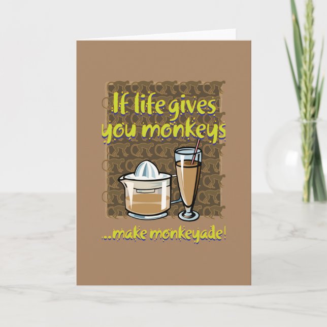 Cartão De Notas Se a vida lhe der macacos Brown BG Dobrado (Frente)