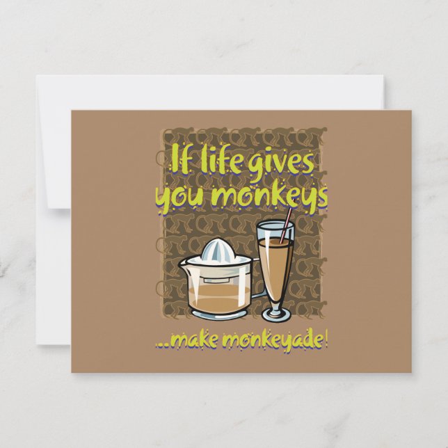 Cartão De Notas Se a vida te der macacos Brown BG (Frente)