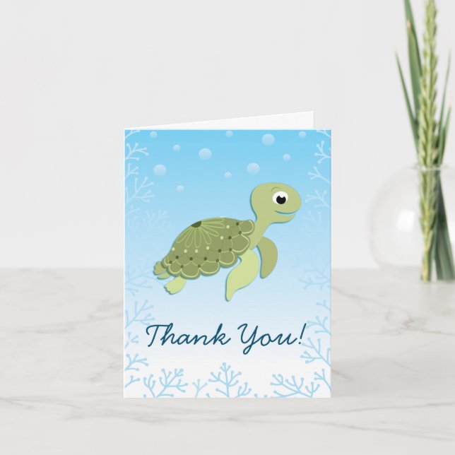 Cartão De Notas Sea Turtle Kid Cute Ocean Thank You Stationary (Frente)