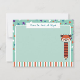 Cartão De Notas Seafoam Green Red Panda da mesa do seu nome