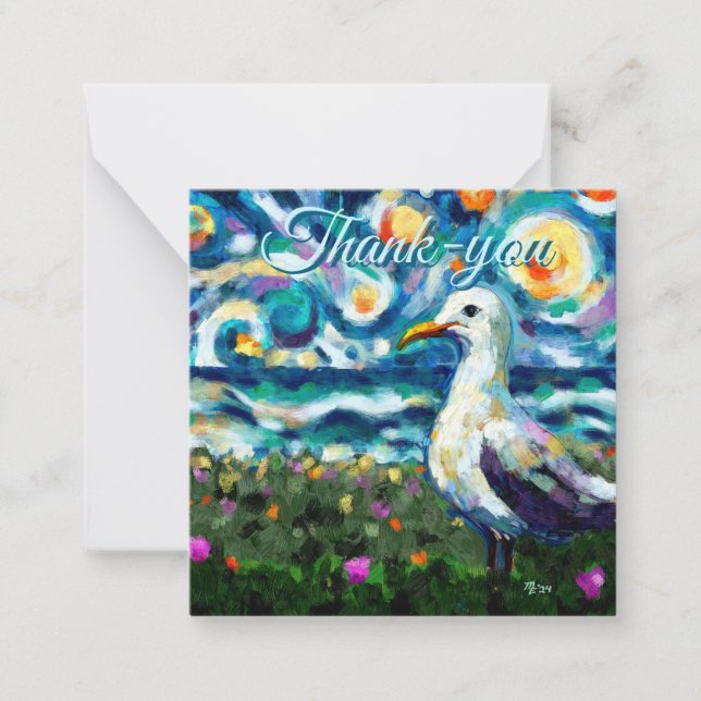 Cartão De Notas Seagull Van Gogh Style Beach Sky Card-you-Card (Frente)
