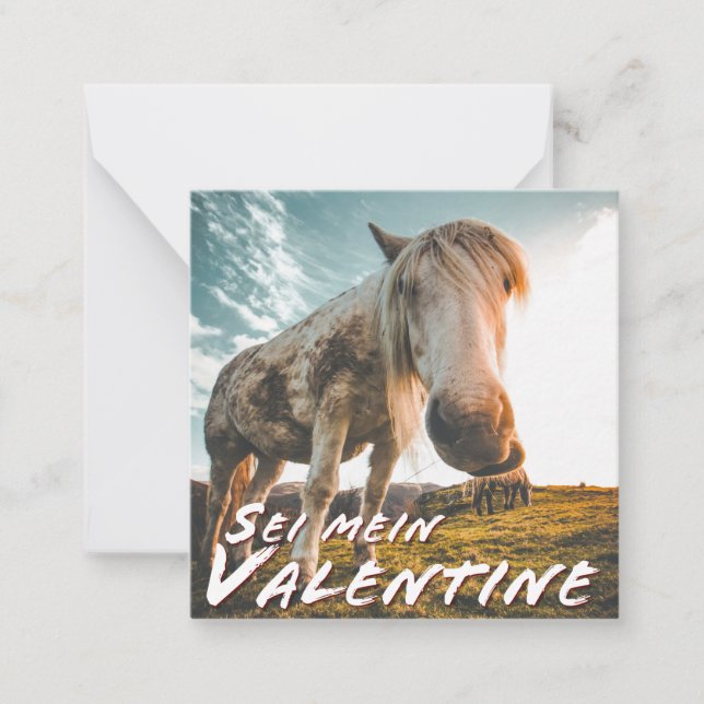 Cartão De Notas Sei mein Valentin mit schauenden Pferd (Frente)