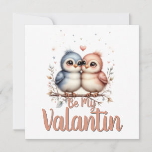 Cartão De Notas Seja Meu Valentin – Arte de Pássaros de Amor no Di