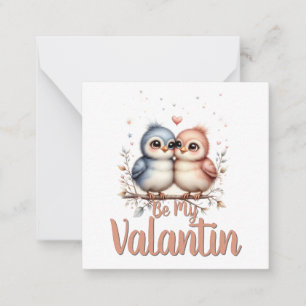 Cartão De Notas Seja Meu Valentin – Arte de Pássaros de Amor no Di