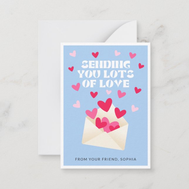 Cartão De Notas Sending Love Mail Hearts Envelope Valentine's Day (Frente)