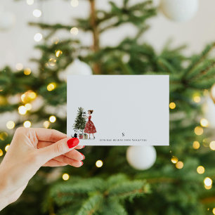 Cartão De Notas Senhorita de Natal Vintage com Gato Personalizado