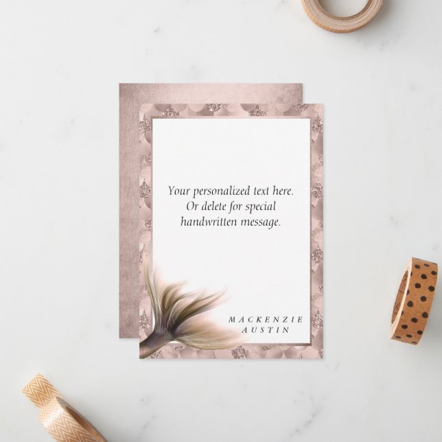 Cartão De Notas Sereia Posh Tail | Dusty Terracotta Peach Personal (Frente/Verso In Situ)